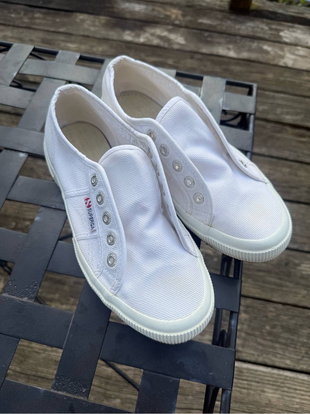 Superga White Lace Canvas Sneakers